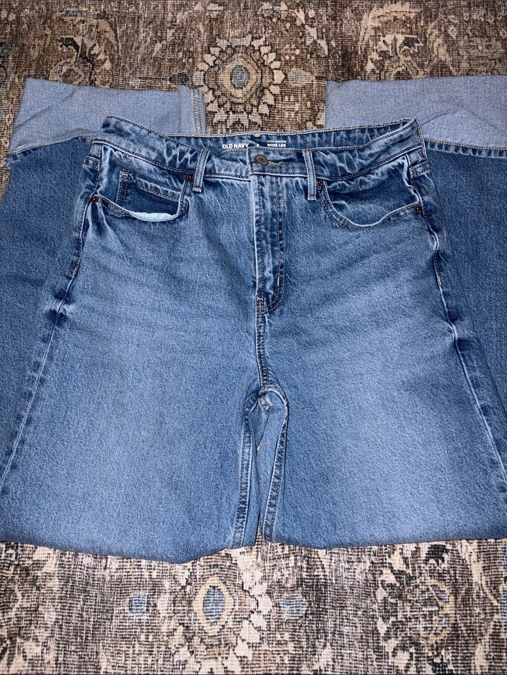 Old Navy Women's Medium Blue High-Rise Straight Jeans - Picture 2 of 3